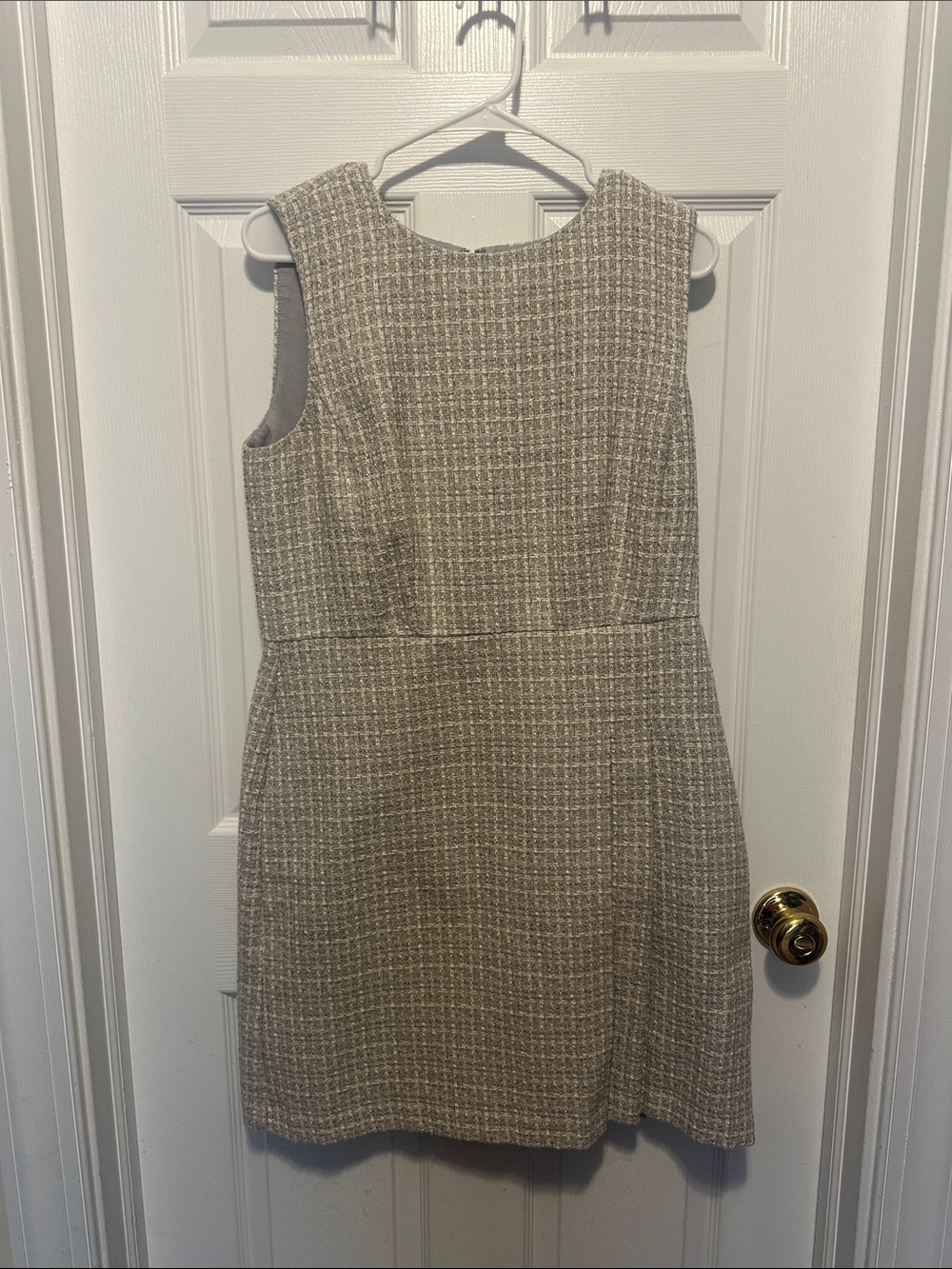 Ann Taylor Beige Tweed Sleeveless Shift Dress